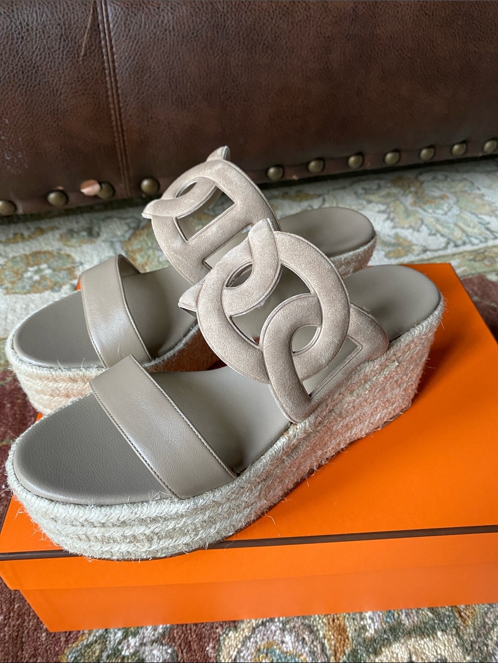 $980 Hermes ITHEA 30 espadrilles Beige Sable 2025 size 37